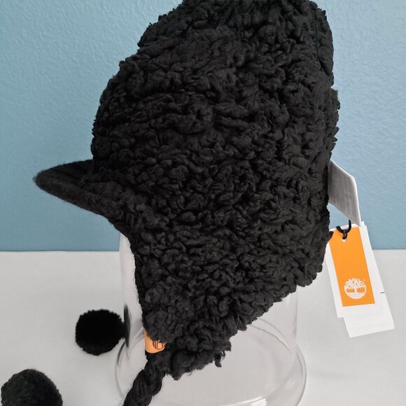 TIMBERLAND ~ Black Pom Winter Hat ~ OS  NWT - Picture 5 of 9